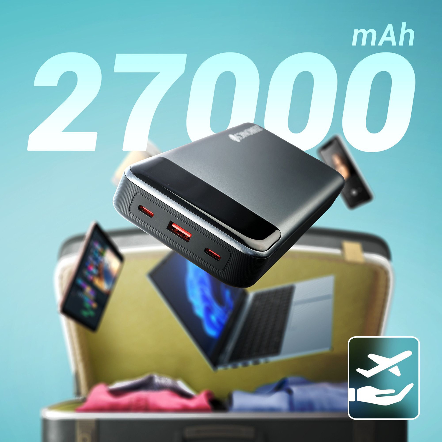 Image of ZEBRONICS 27000 mAh 100 W Slim Power Bank