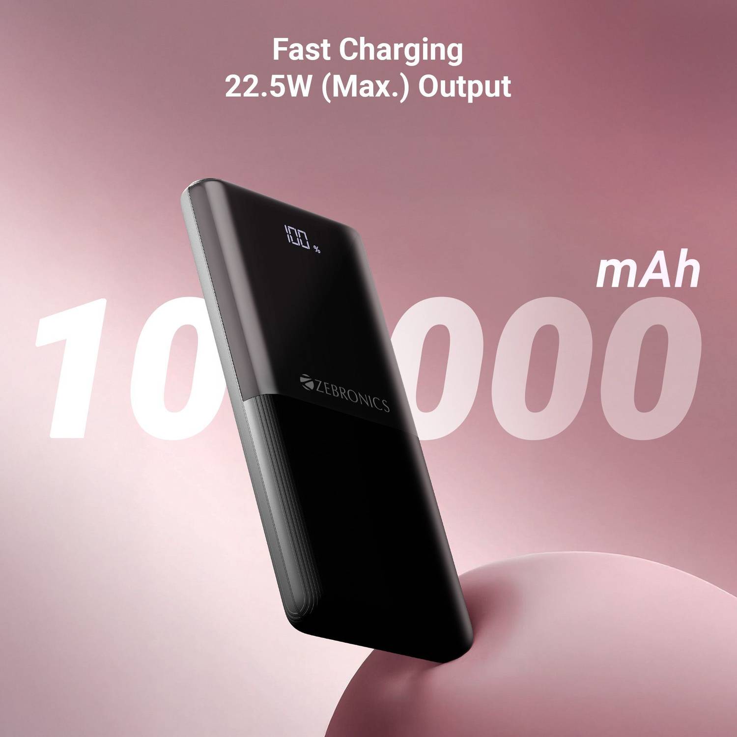 ZEBRONICS 10000mAh 22.5W Slim Power Bank (Black) - Image 2
