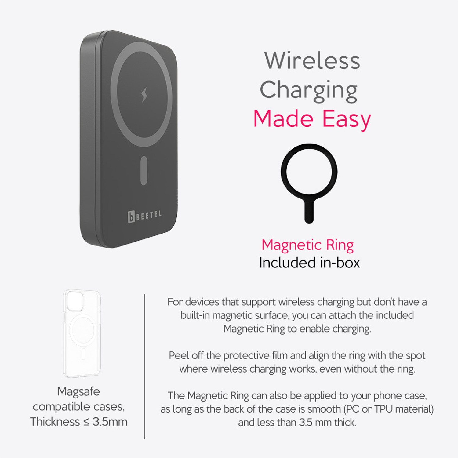 Image of Beetel 10000 mAh 22.5 W Wired & Wireless With MagSafe Compact Pocket Size Power Bank
