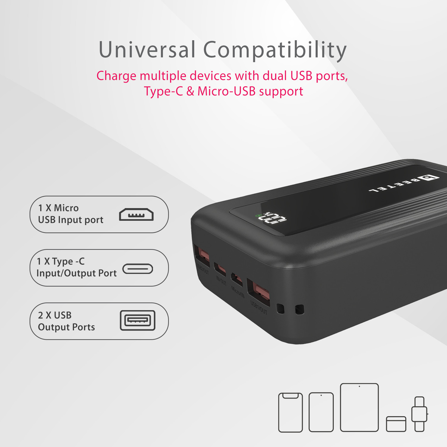Image of Beetel 20000 mAh 22.5 W Nano Pocket Size Power Bank