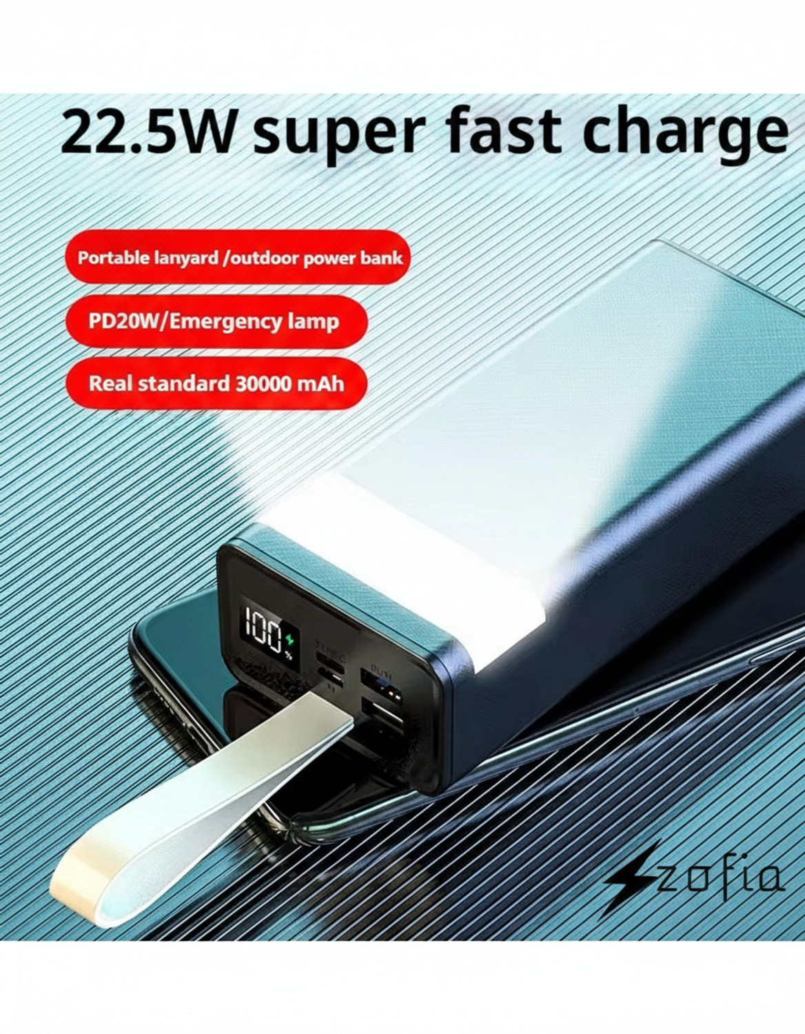 Image of zofia 30000 mAh 22.5 W Compact Pocket Size Power Bank