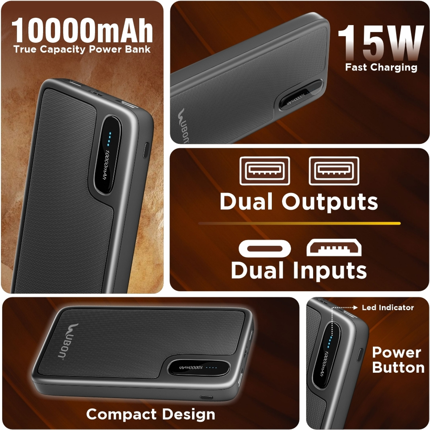 Image of Ubon 10000 mAh 15 W Pocket Size Power Bank