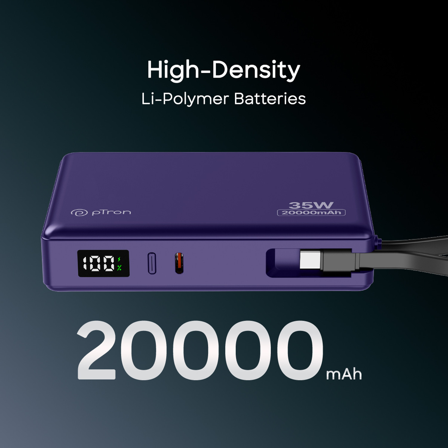 Image of PTron 20000 mAh 35 W Compact Pocket Size Power Bank