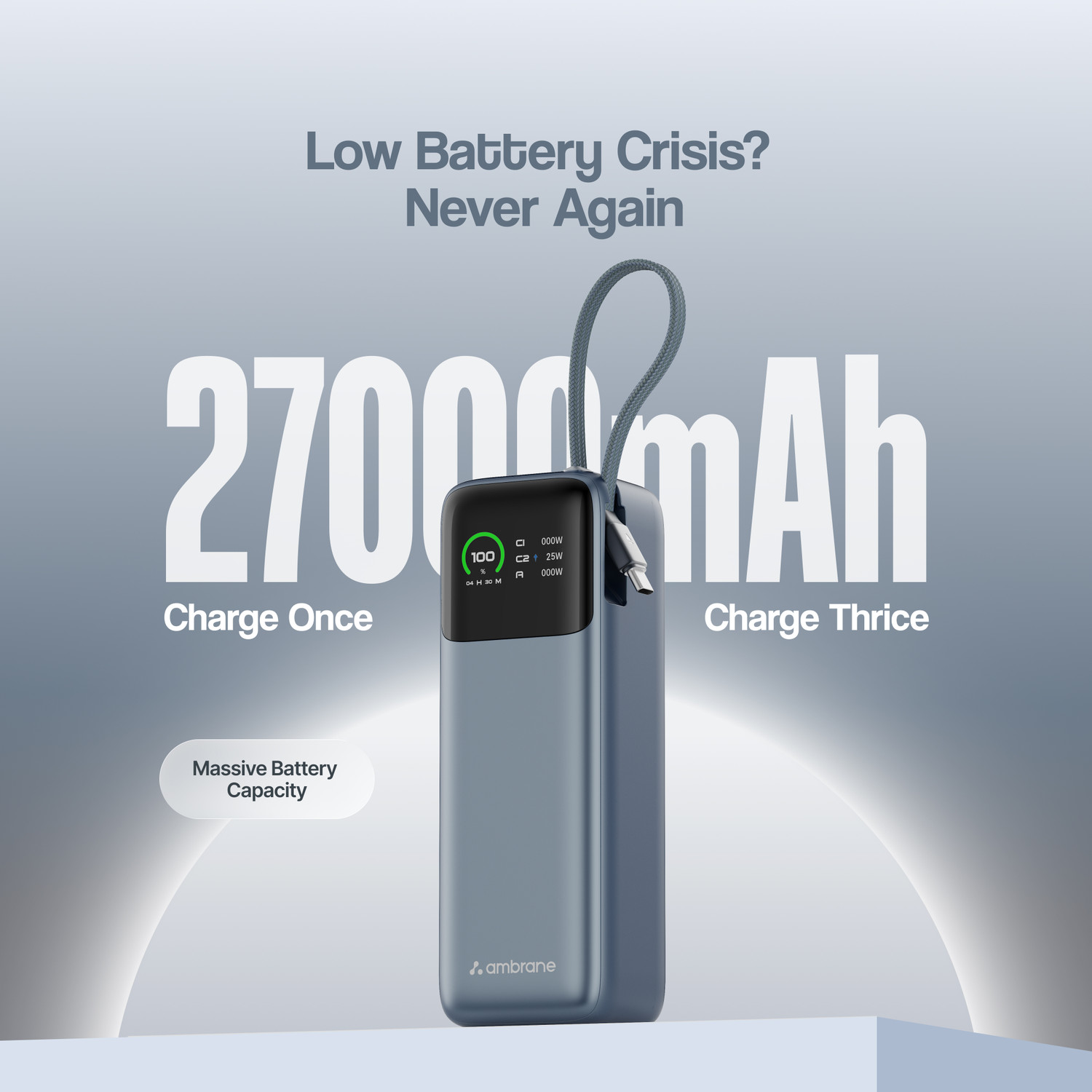 Image of Ambrane 27000 mAh 240 W Power Bank
