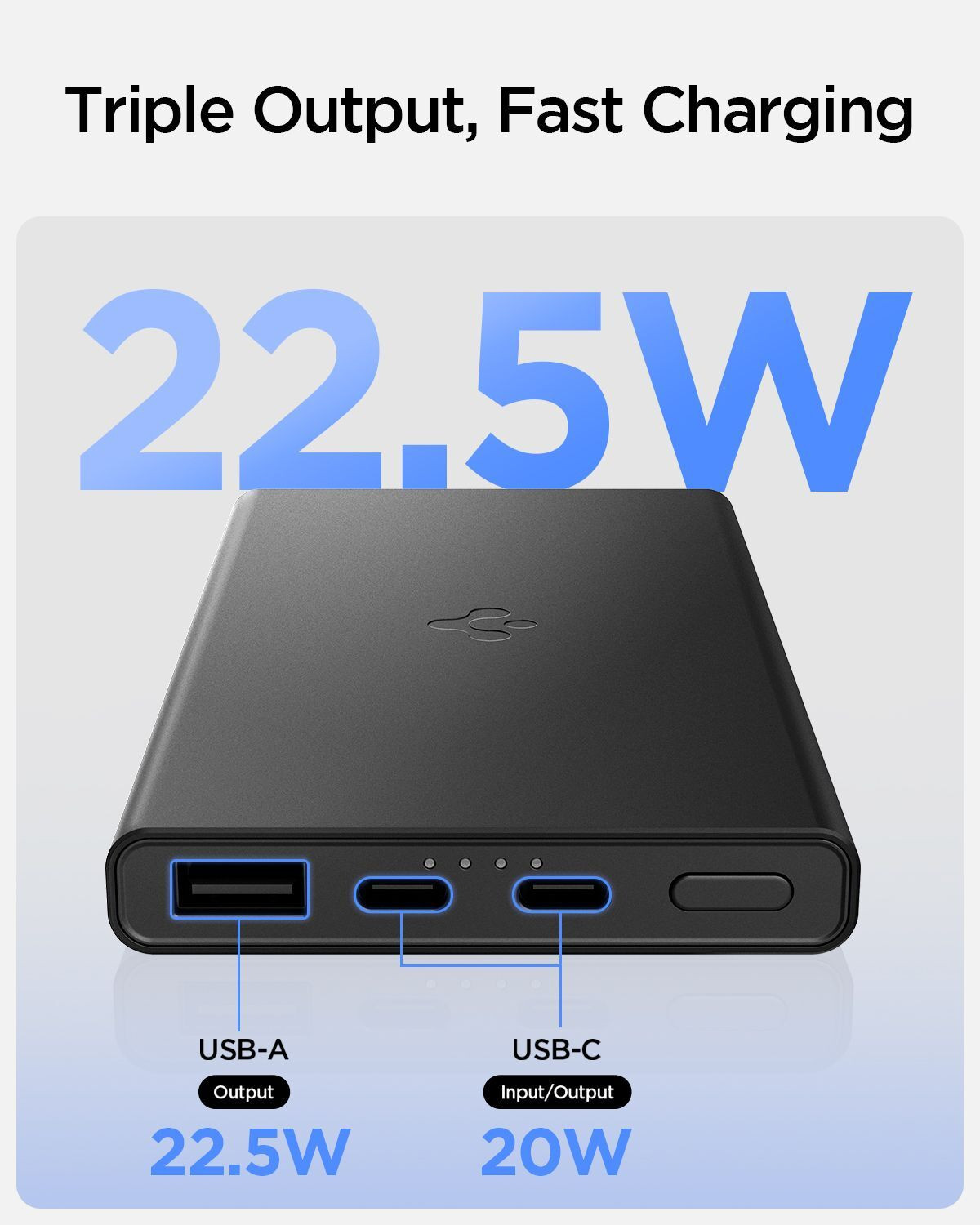 Image of Spigen 10000 mAh 22.5 W Compact Power Bank (Black, Lithium Polymer, Fast Charging for Mobile)