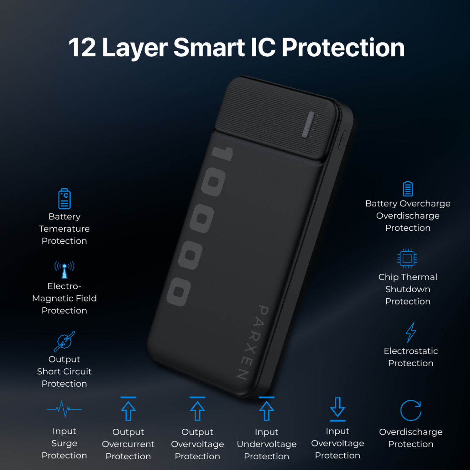 Image of PARXEN 10000 mAh 22.5 W Slim Power Bank