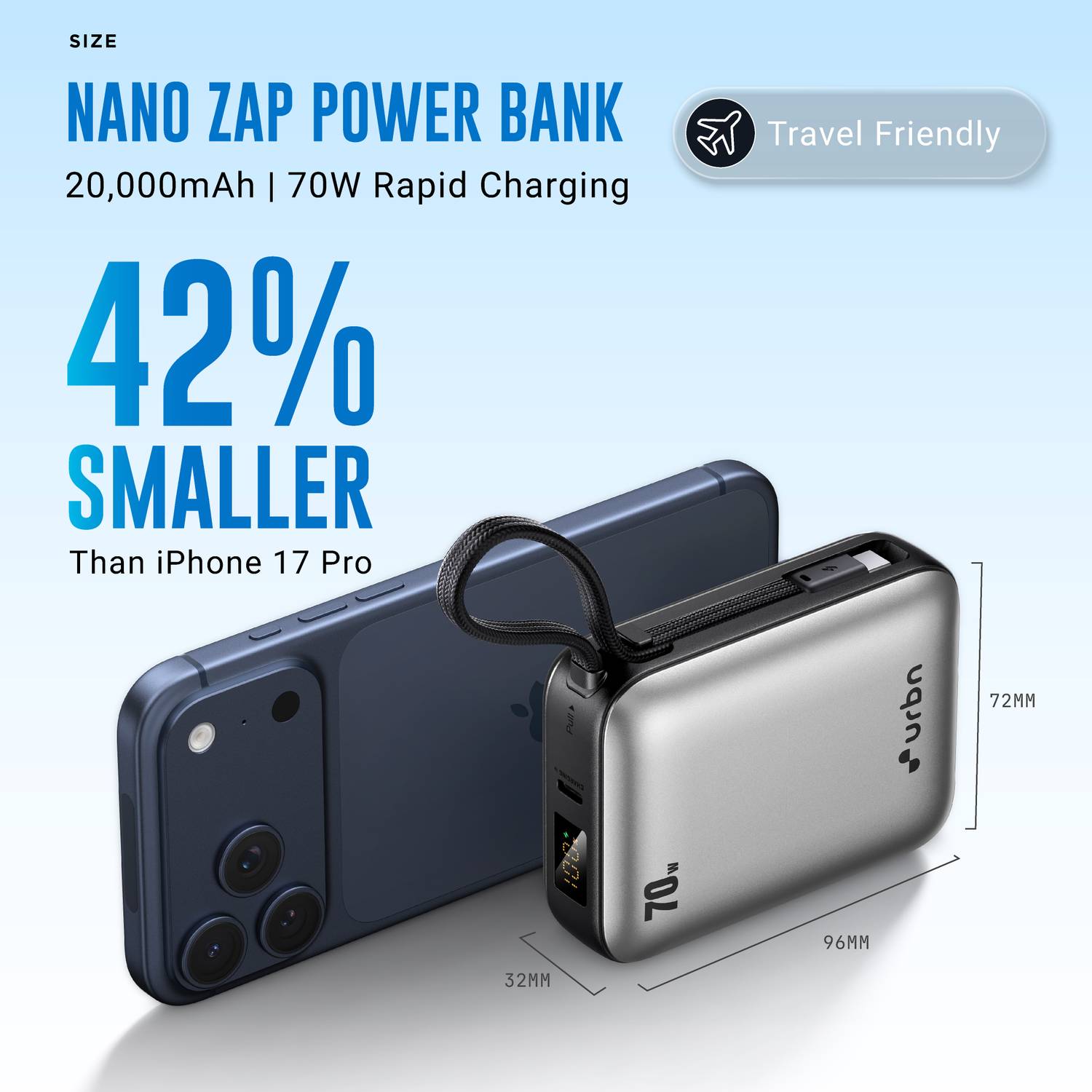 URBN 20000 mAh 70W Silver Power Bank - Image 3