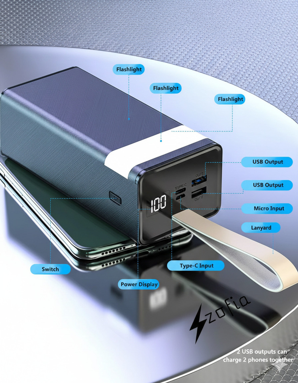 Image of zofia 30000 mAh 22.5 W Compact Pocket Size Power Bank
