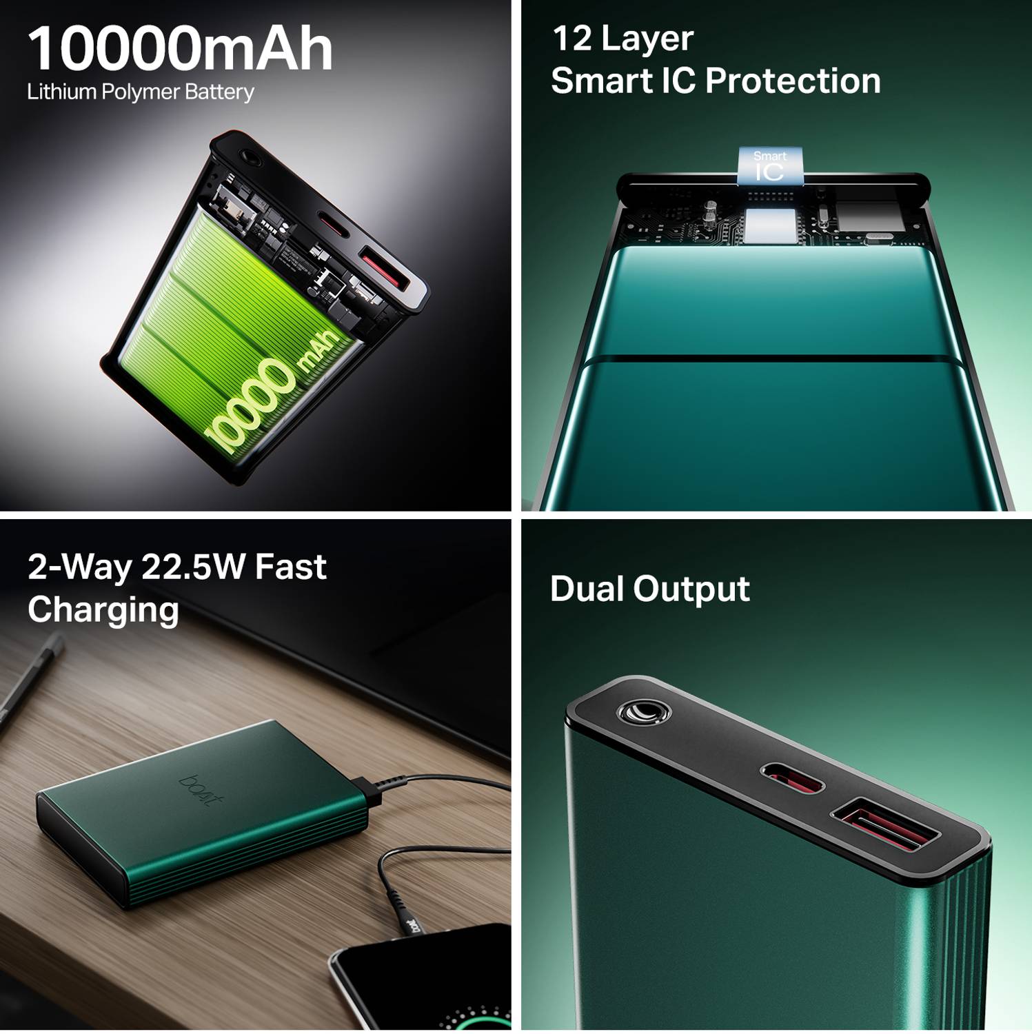 boAt 10000 mAh 22.5W Green Power Bank - Image 2