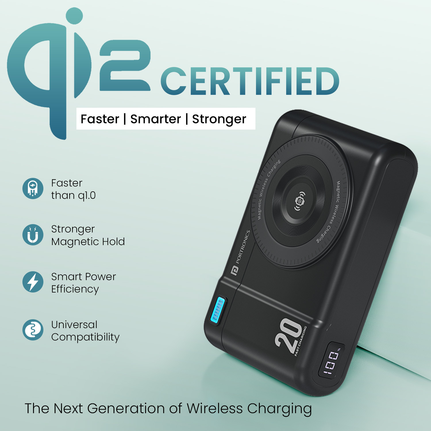 Image of Portronics 20000 mAh 22.5 W Wireless Compact Pocket Size Power Bank