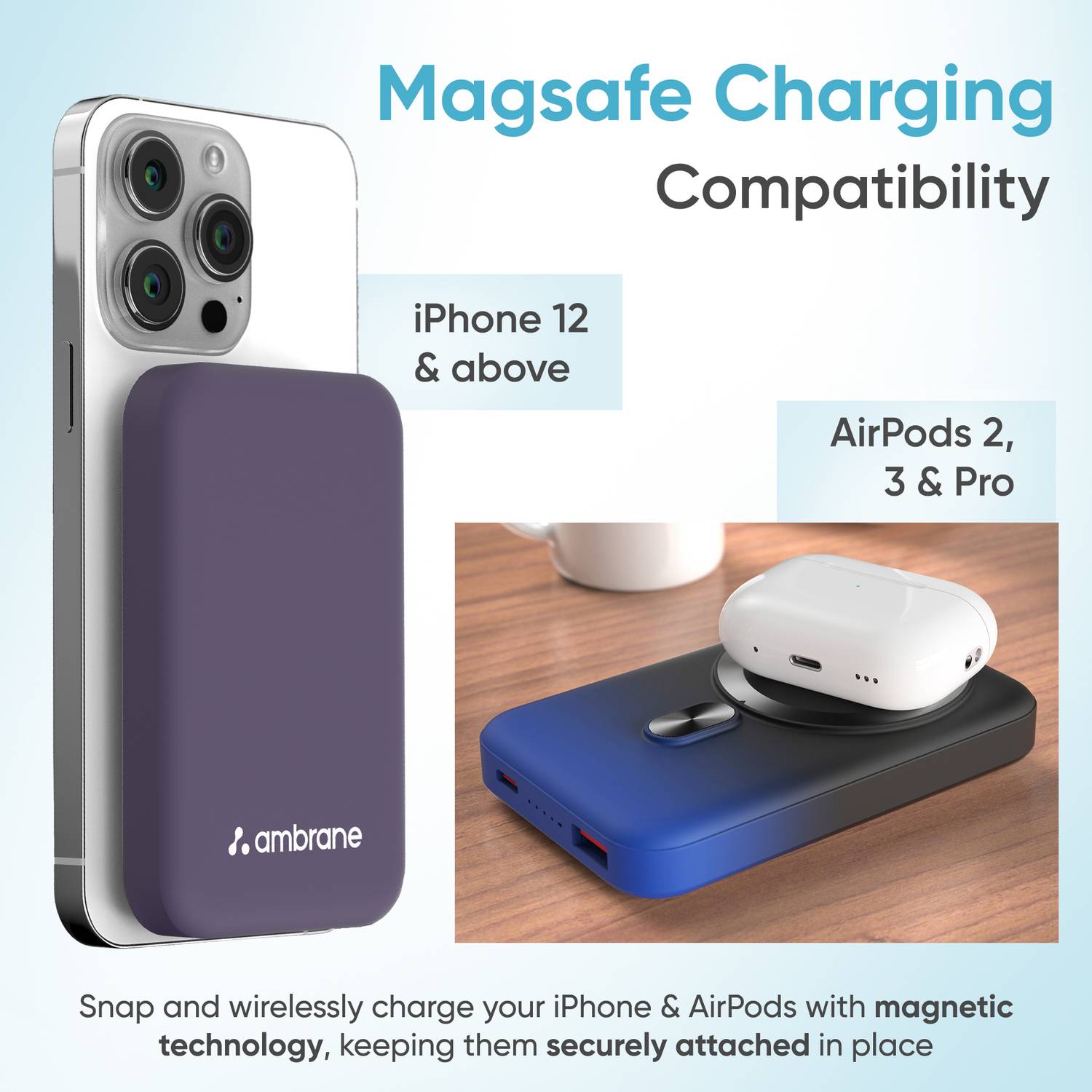 Ambrane 10000 mAh 22.5W Wireless MagSafe Power Bank - Image 3