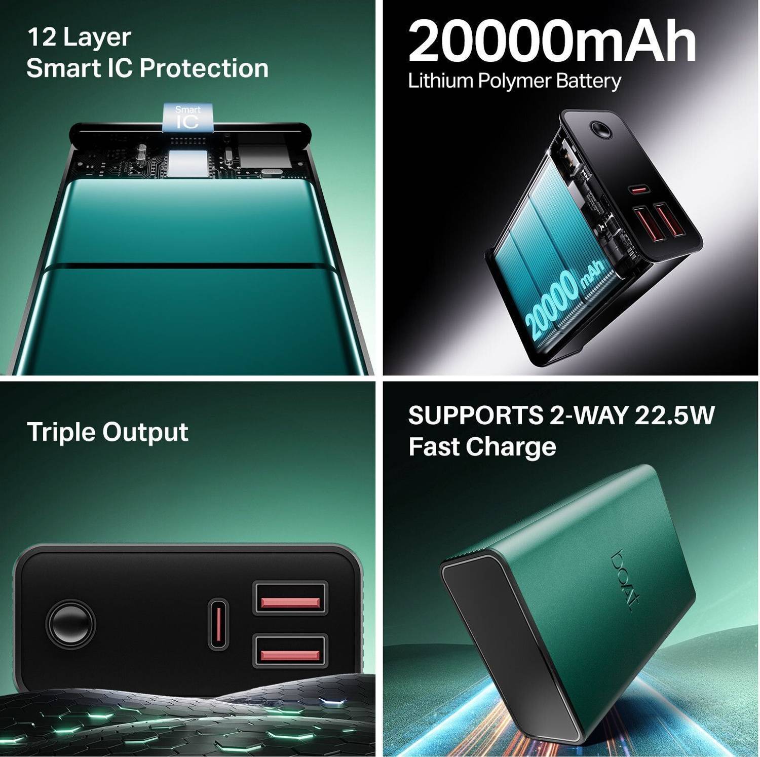 boAt 20000 mAh 22.5W Green Power Bank - Image 2
