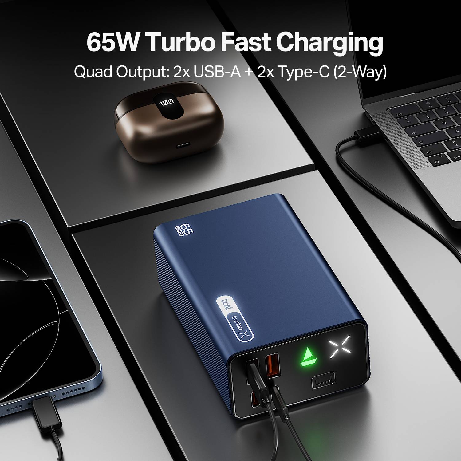 boAt 30000 mAh 65W Power Bank Blue - Image 3