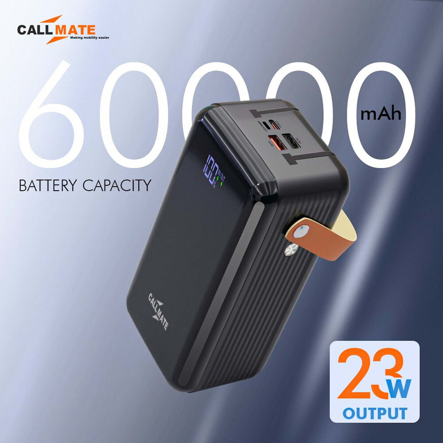 Image of Callmate 60000 mAh 23 W Power Bank (Black, Lithium Polymer, Quick Charge 3.0, Power Delivery 3.0, Fast Charging for Mobile)