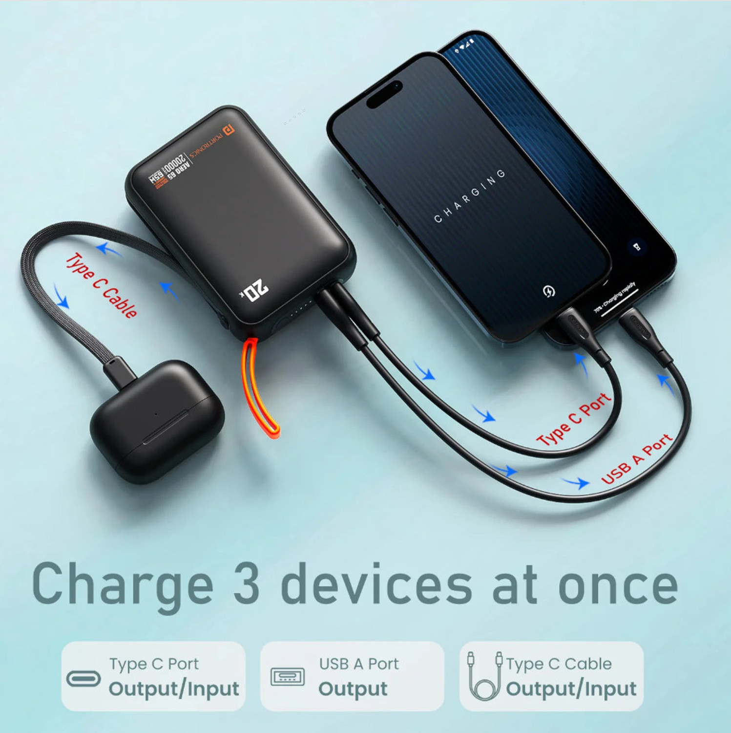Image of Portronics 20000 mAh 65 W Compact Pocket Size Power Bank