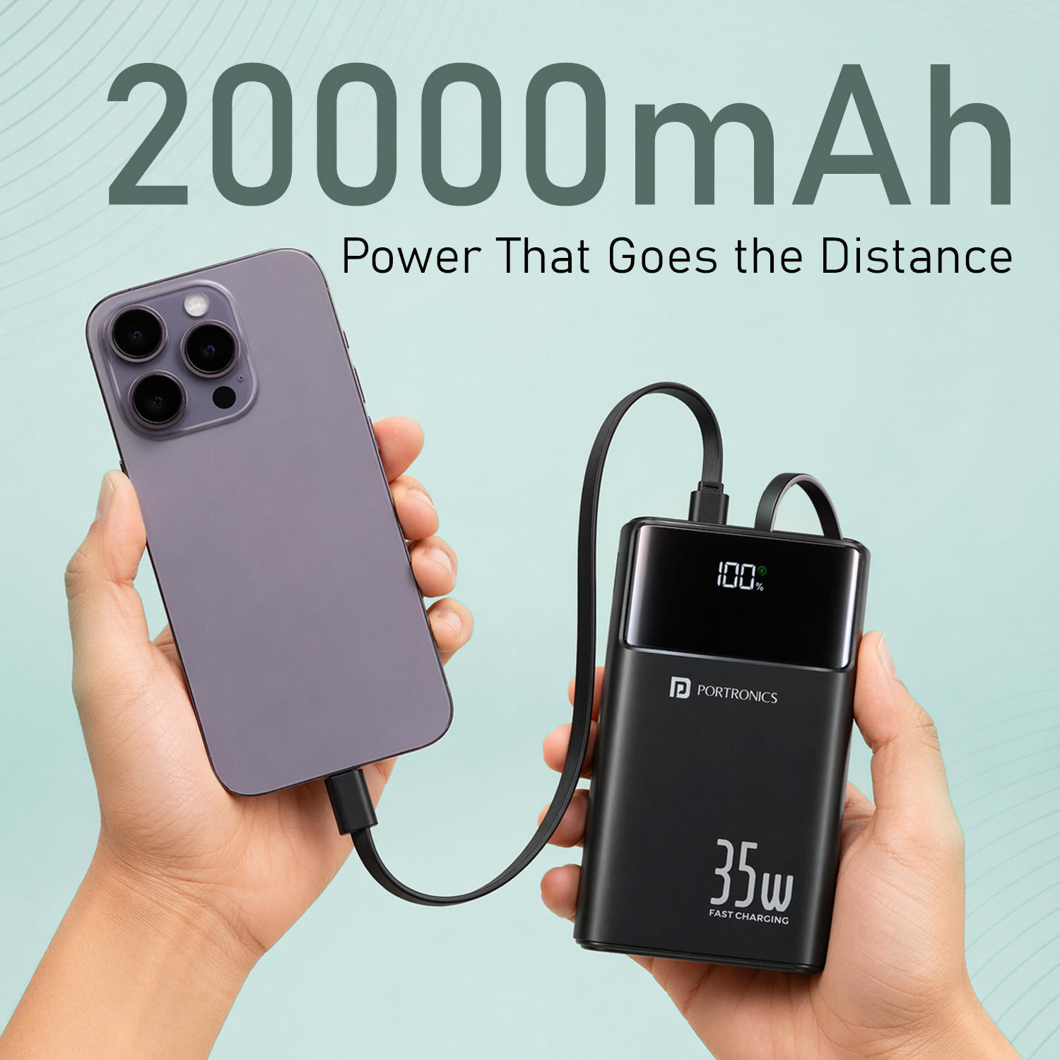 Image of Portronics 20000 mAh 35 W Compact Pocket Size Power Bank
