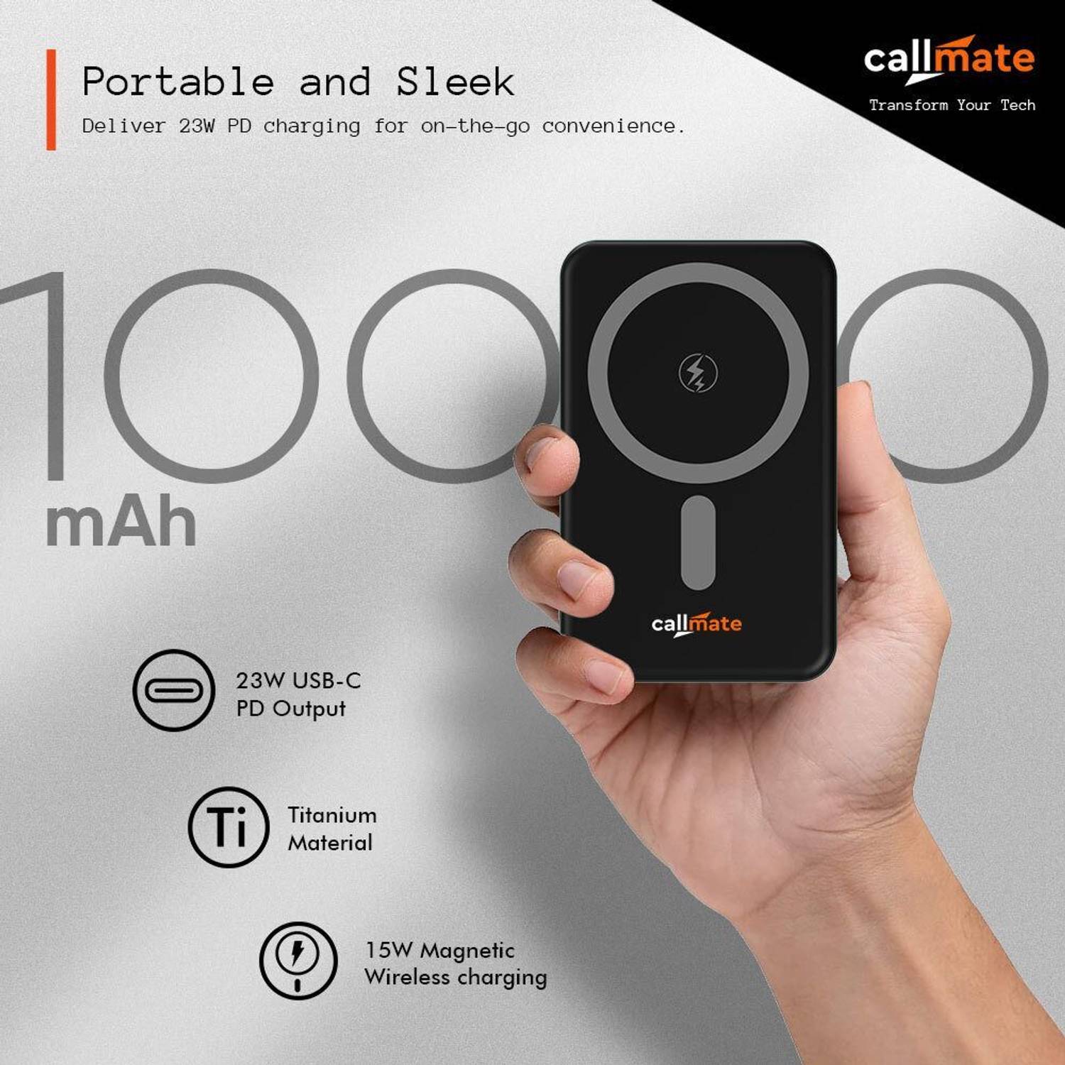 Callmate कॉलमेट 10000 माह 23 W वायर्ड एंड वायरलेस विथ मैगसेफ Compact - Image 4