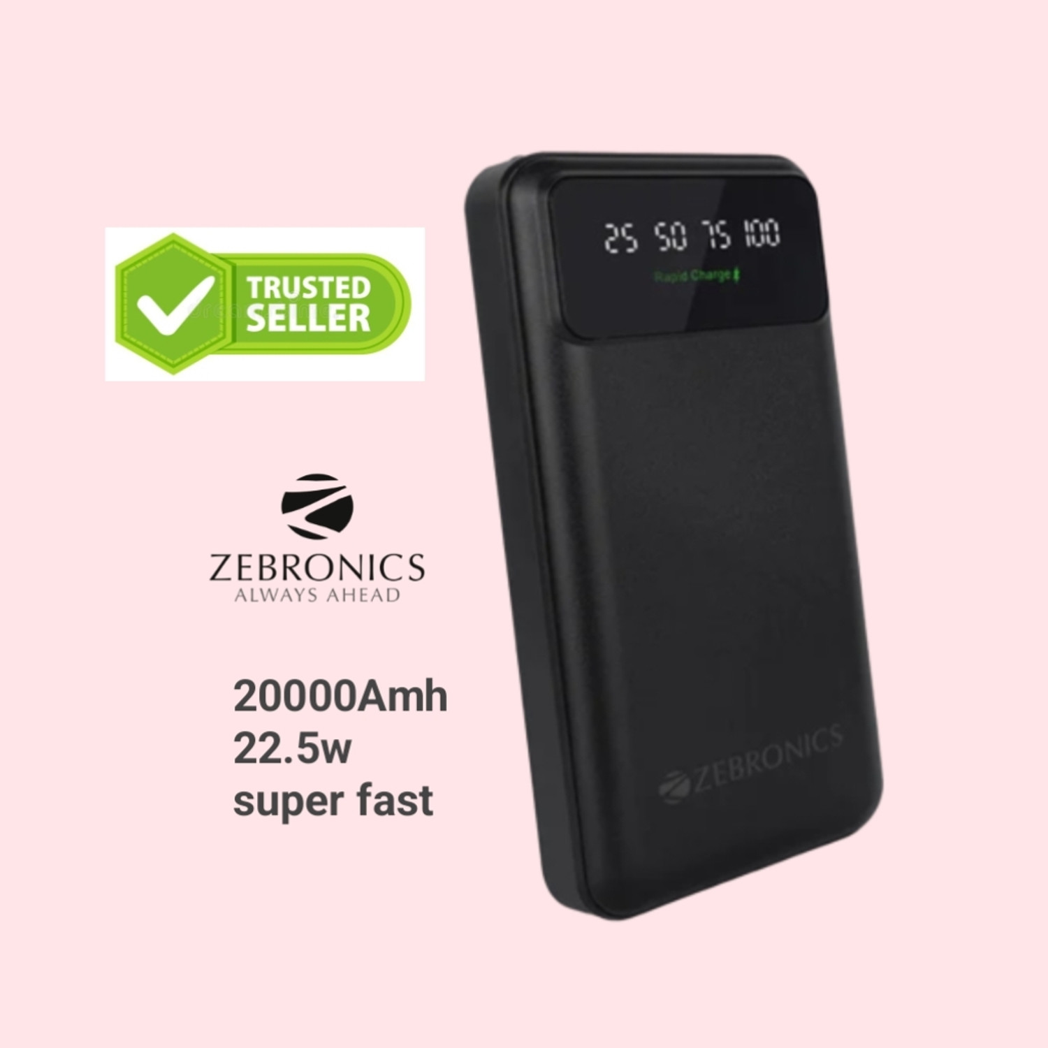 Image of ZEBRONICS 20000 mAh 22.5 W Power Bank
