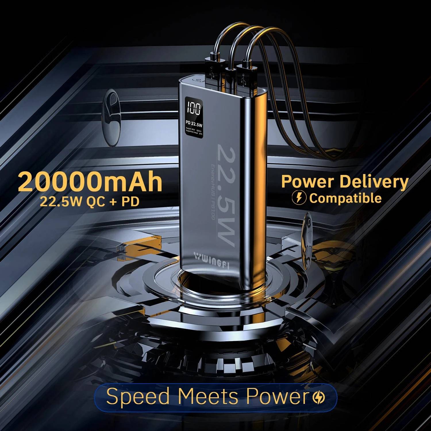 WINgFI 20000 mAh 22.5W Compact Power Bank Black - Image 3