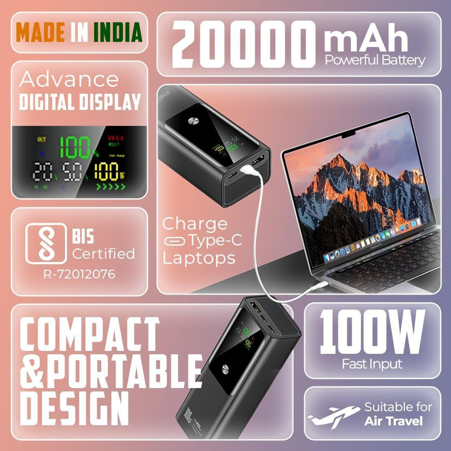 Image of Alible 20000 mAh 100 W Compact Pocket Size Power Bank