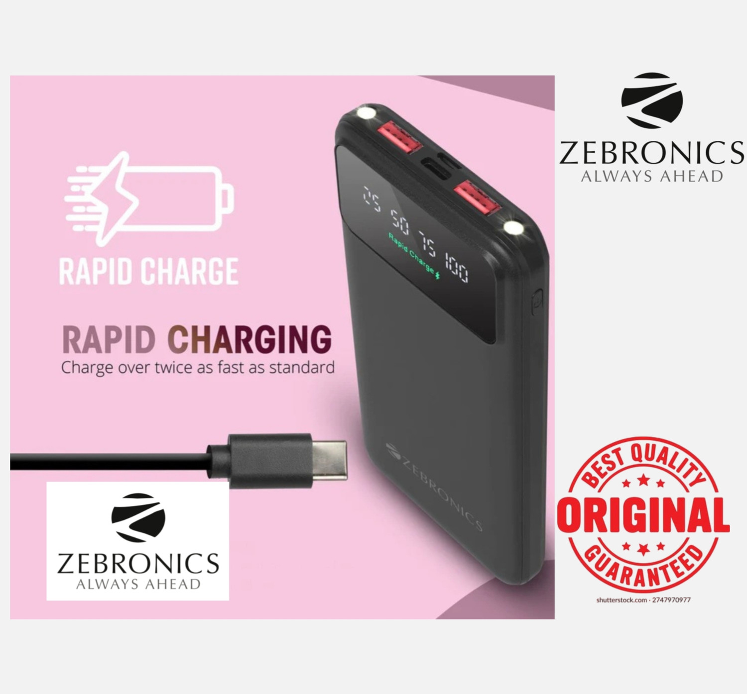 Image of ZEBRONICS 10000 mAh 22.5 W Power Bank