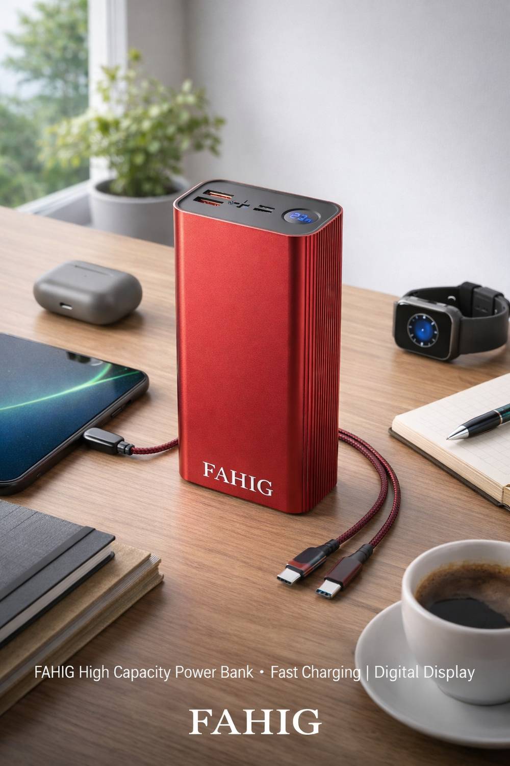 FAHIG 55000 mAh 22.5W Red Power Bank - Image 1