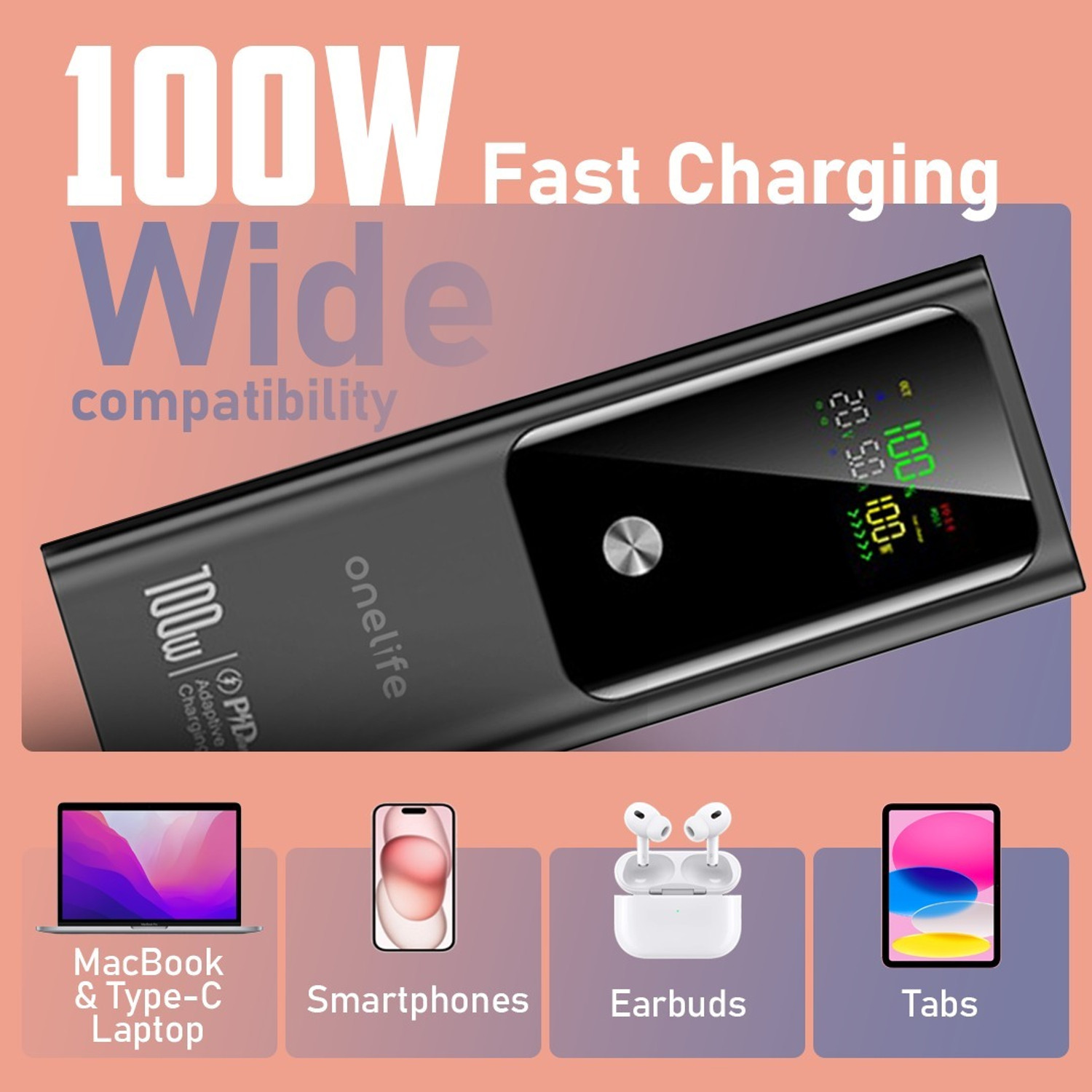Image of OneLife 20000 mAh 100 W Compact Pocket Size Power Bank
