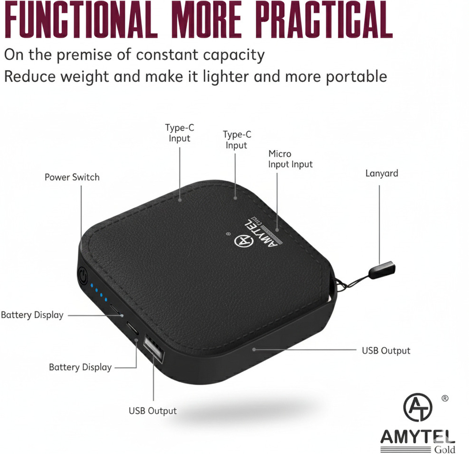 Image of AMYTEL 7060 mAh 5 W Mini Pocket Size Power Bank