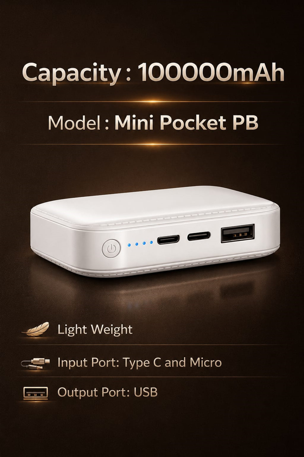 Image of FluSun india 10100 mAh 15 W Nano Pocket Size Power Bank