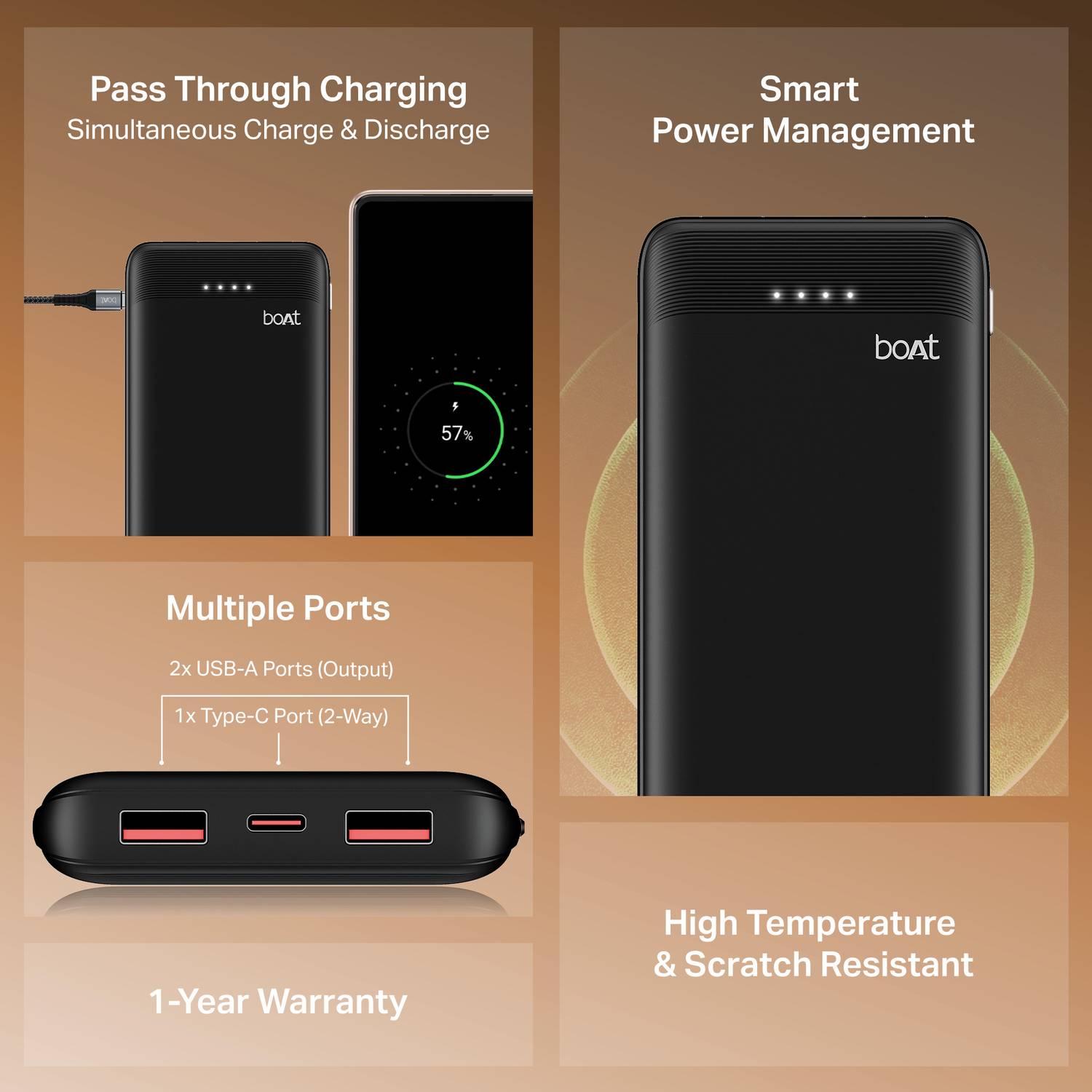 boAt 10000 mAh 22.5W Power Bank Black - Image 3
