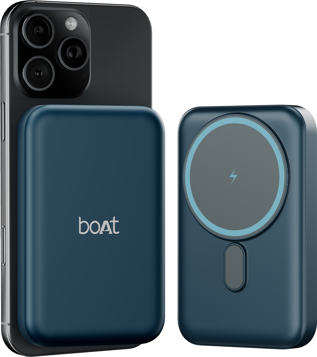 Image of boAt 10000 mAh 22.5 W Wired & Wireless With MagSafe Power Bank (Deep Blue, Lithium Polymer, Fast Charging, Quick Charge 3.0 for Mobile)
