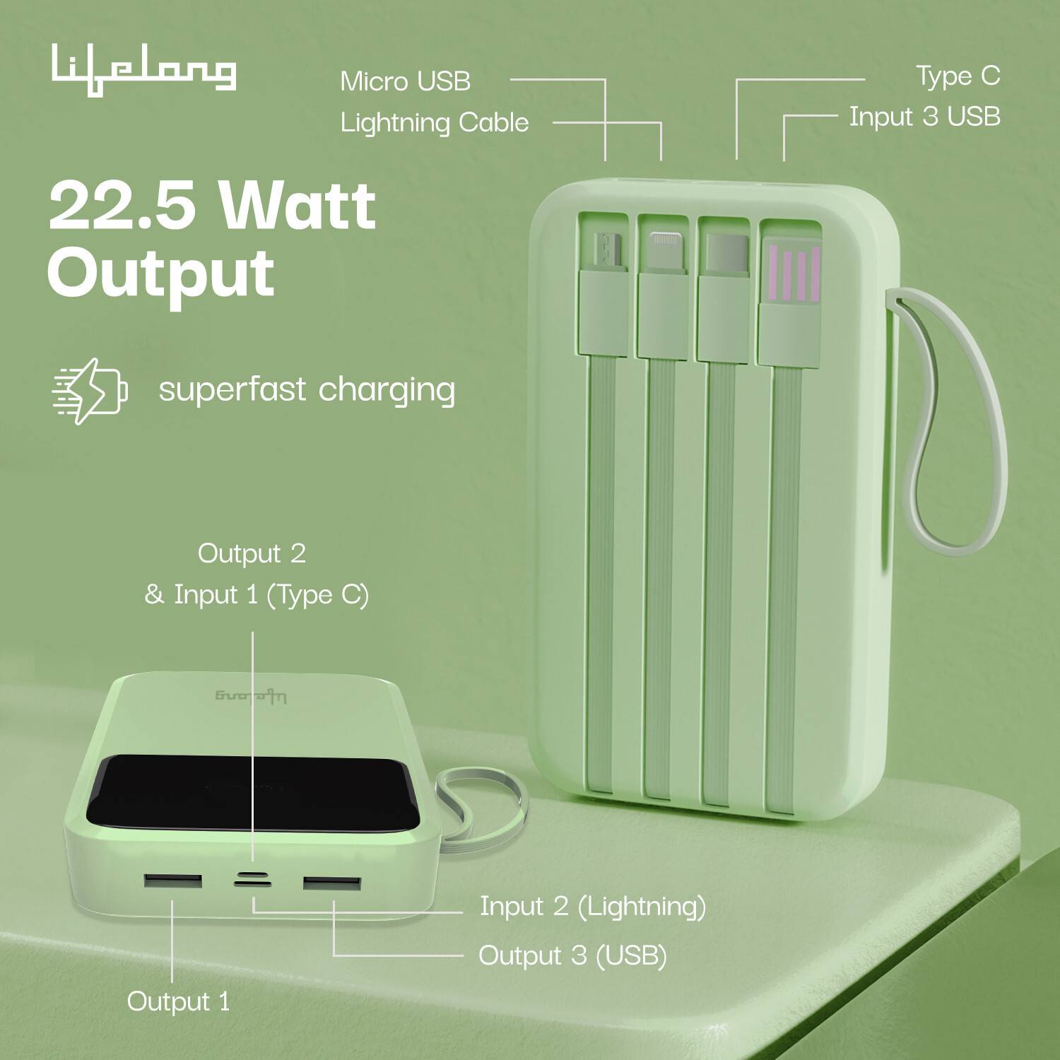Lifelong 10000 mAh 22.5W Power Bank - Image 3
