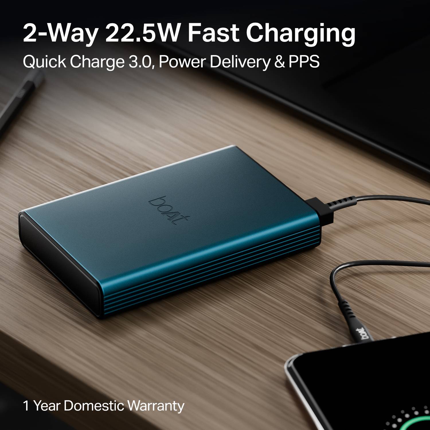 boAt 10000 mAh 22.5W Power Bank Blue - Image 4