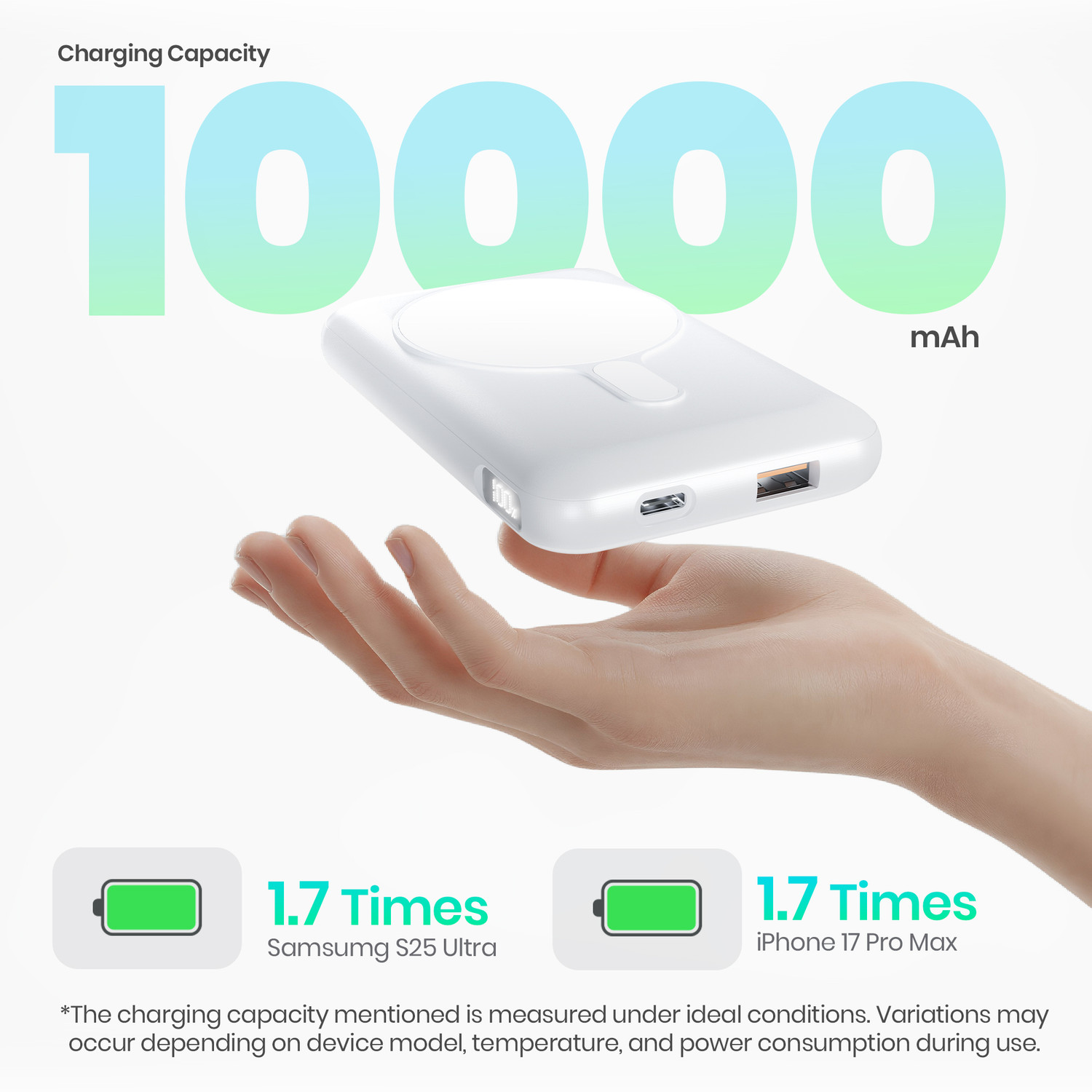 Image of LAPCARE 10000 mAh Wired & Wireless With MagSafe Ultra Compact Pocket Size Power Bank