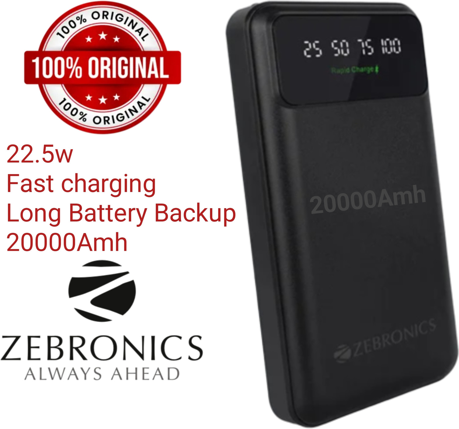 Image of ZEBRONICS 20000 mAh Power Bank