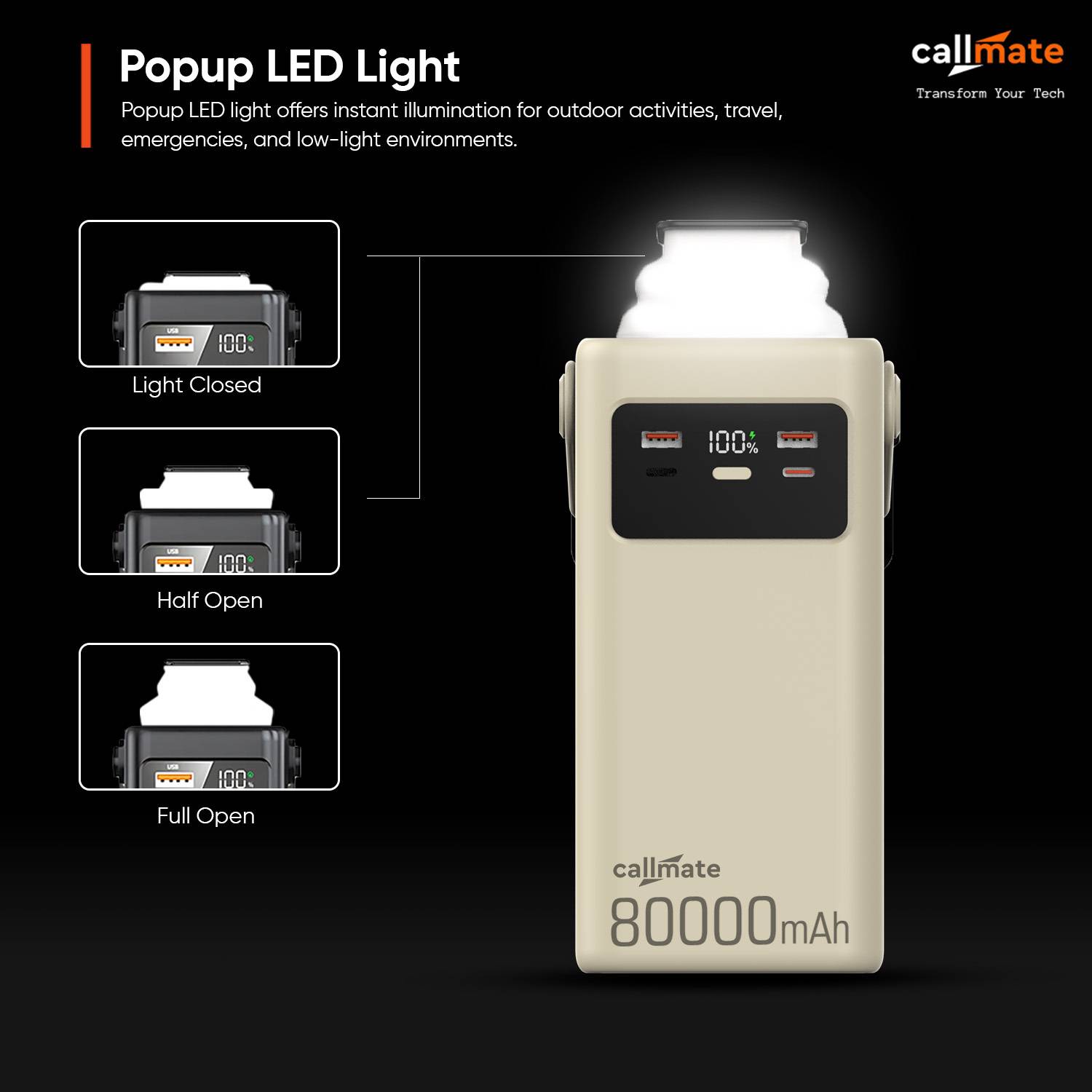 Callmate 80000 mAh 23W Power Bank Beige - Image 5