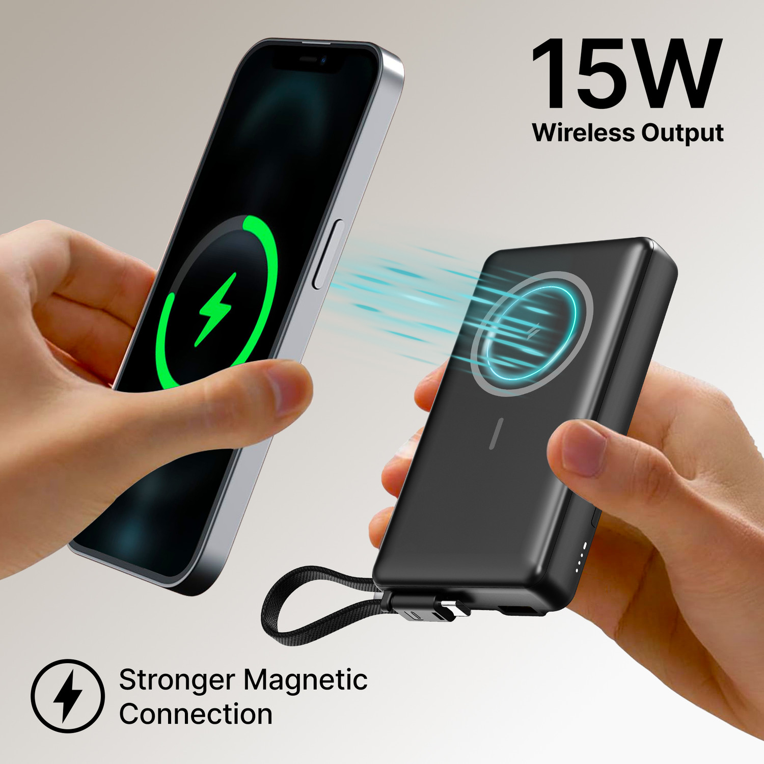 Image of PTron 10000 mAh 22.5 W Wireless With MagSafe Compact Pocket Size Power Bank