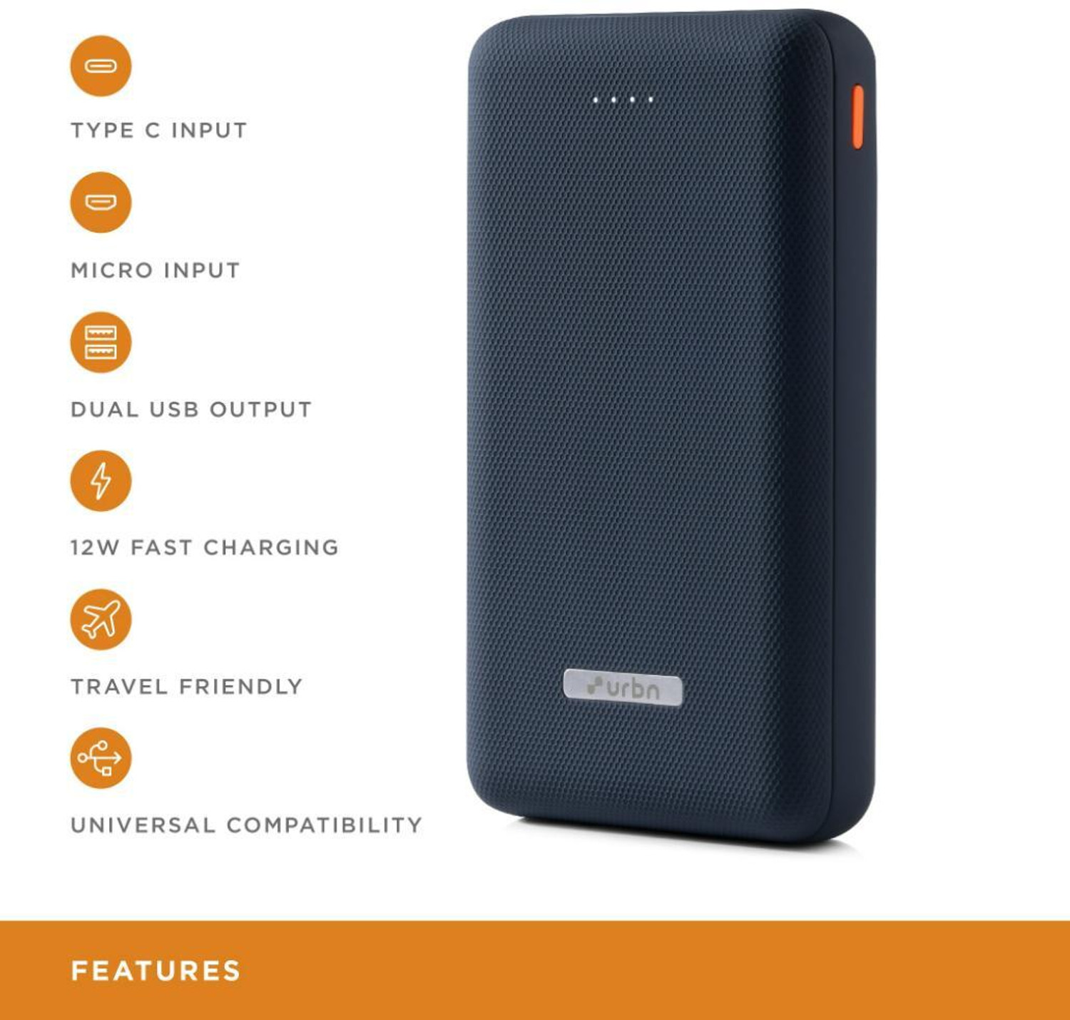 Image of URBN 20000 mAh 12 W Pocket Size Power Bank