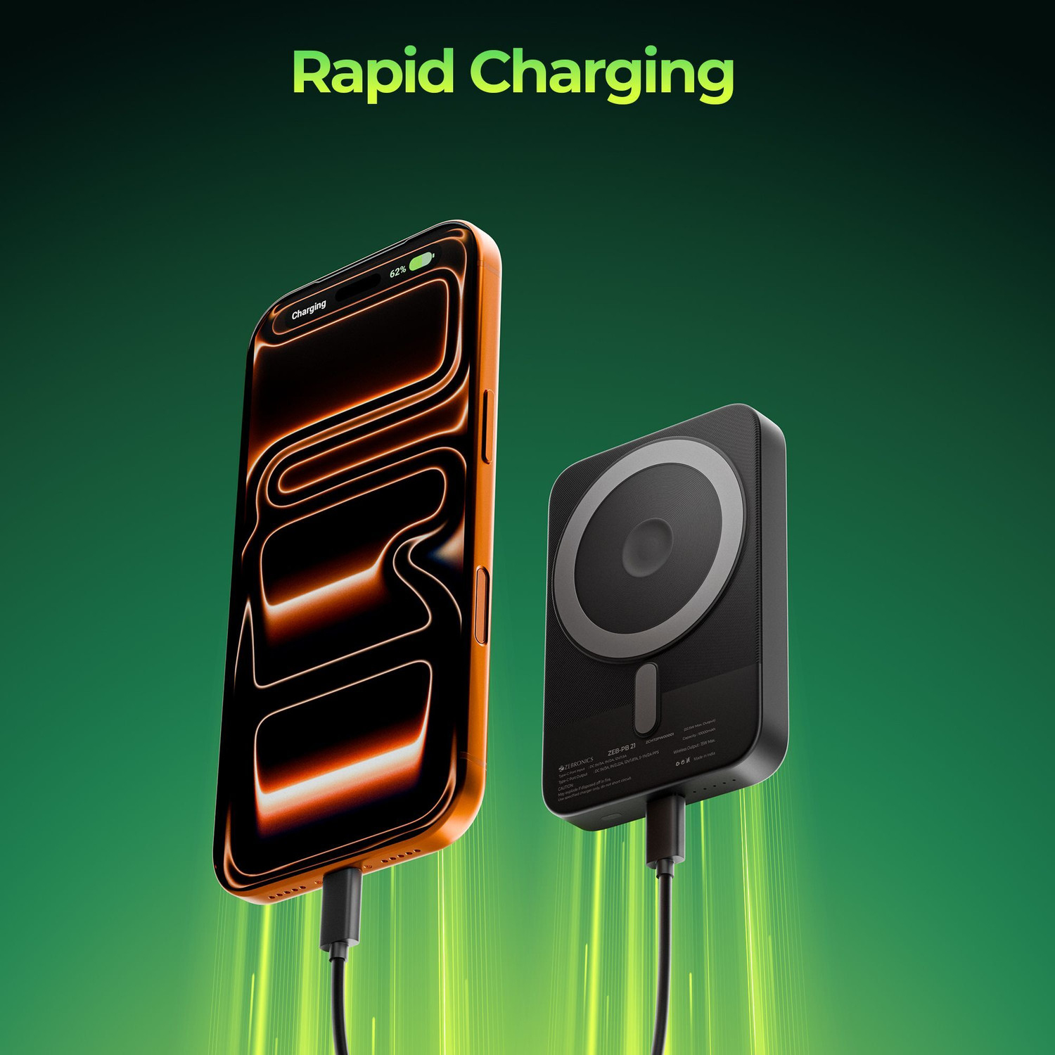 Image of ZEBRONICS 10000 mAh With MagSafe Power Bank