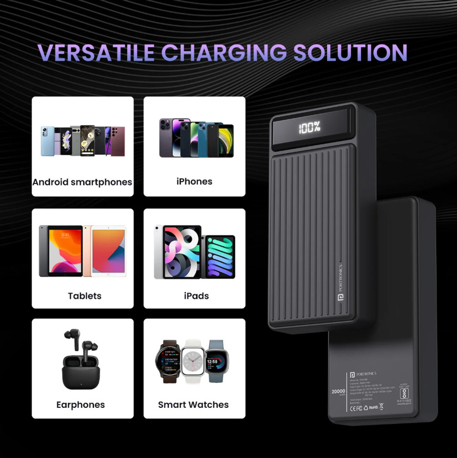 Image of Portronics 20000 mAh 22.5 W Compact Pocket Size Power Bank