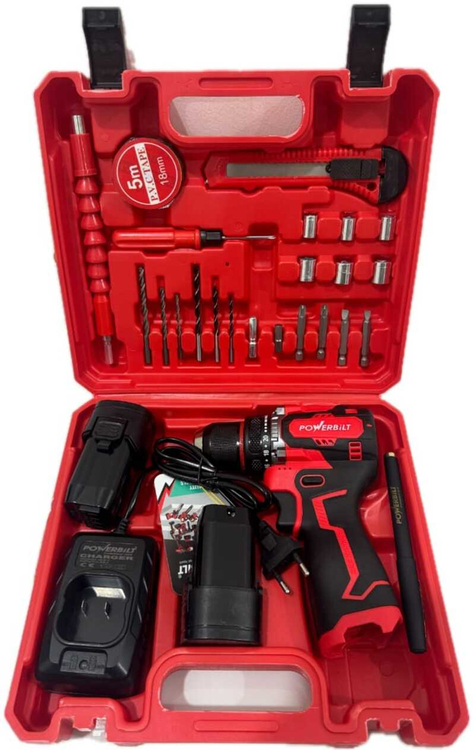 Image of PowerBilt CORDLESS BRUSHLESS DRILL 16.8V LI-ION BATTERY & CHARGER,45 NM MAX TORQUE Power & Hand Tool Kit