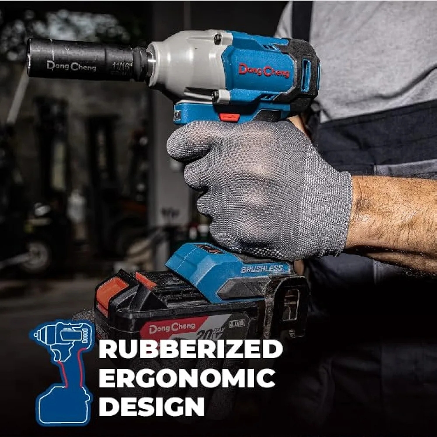 Image of DONGCHENG MPT DONGCHENG CORDLESS BRUSHLESS IMPACT WRENCH 20V MAX LI-ION BATTERY & CHARGER Cordless Impact Wrench