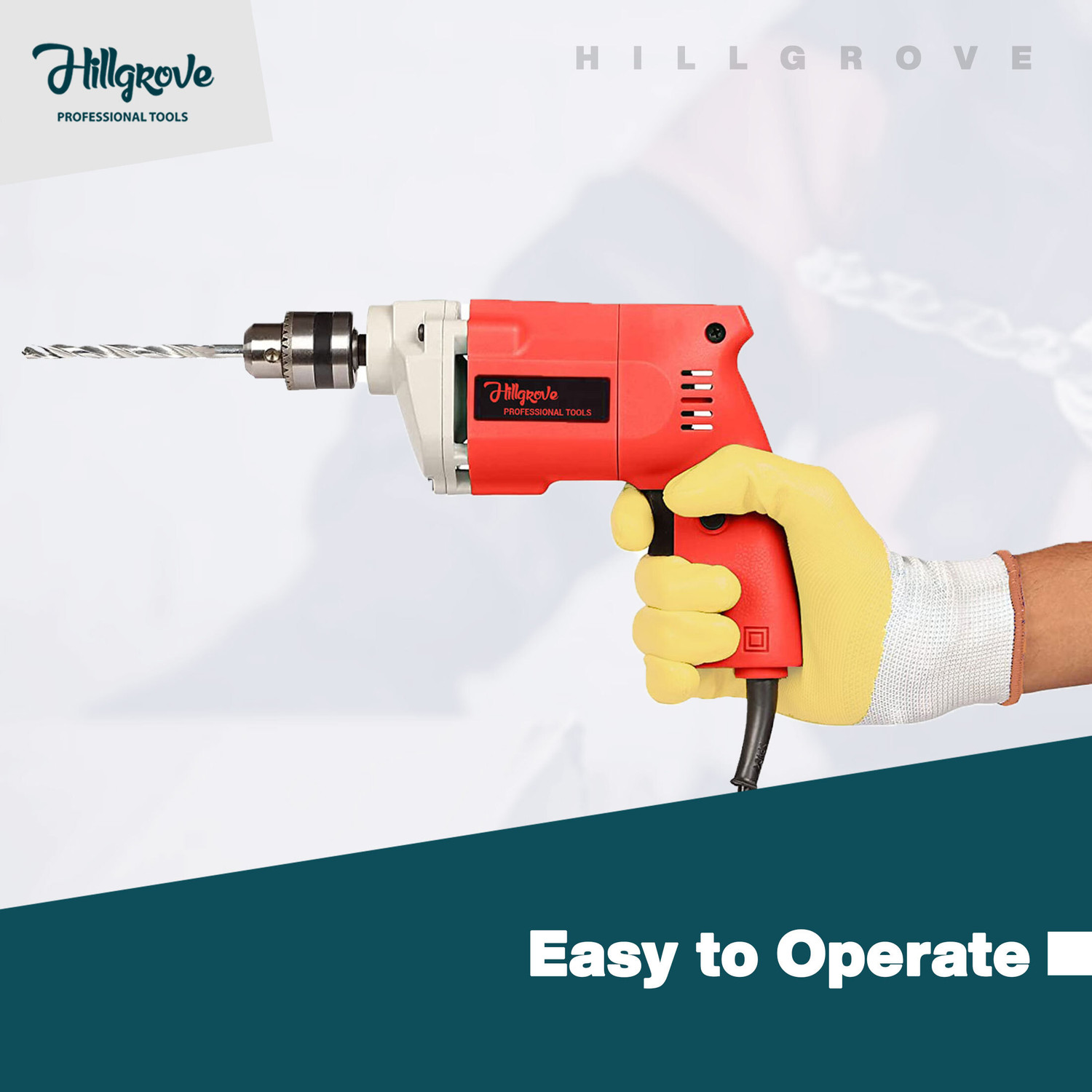 Image of Hillgrove HGCM1117M2 500W Drill Machine with 5Pcs Hand Tool Kit, 5Pcs HSS Drill Bits for Making Holes in Metal /Wood /Concrete Pistol Grip Drill NDM169 Pistol Grip Drill