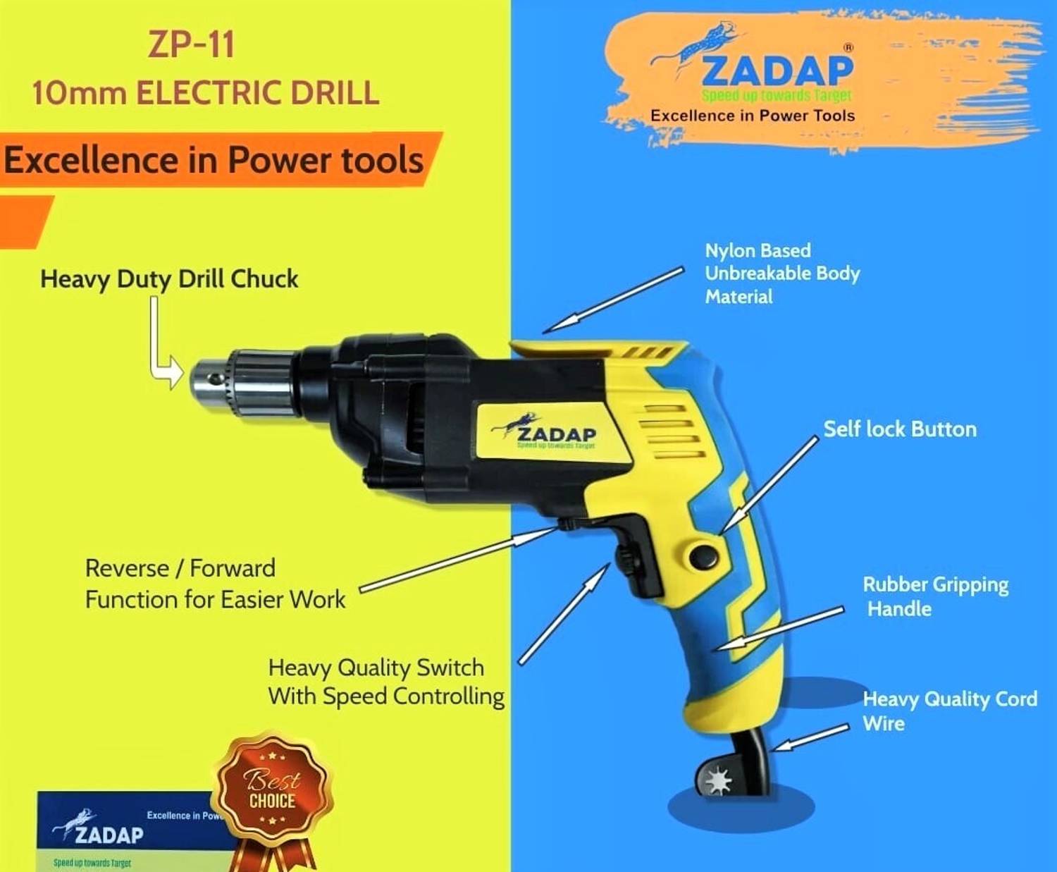 ZADAP ZADAP ELECTRIC DRILL (710W) ZP-11 Pistol Grip Drill Price in
