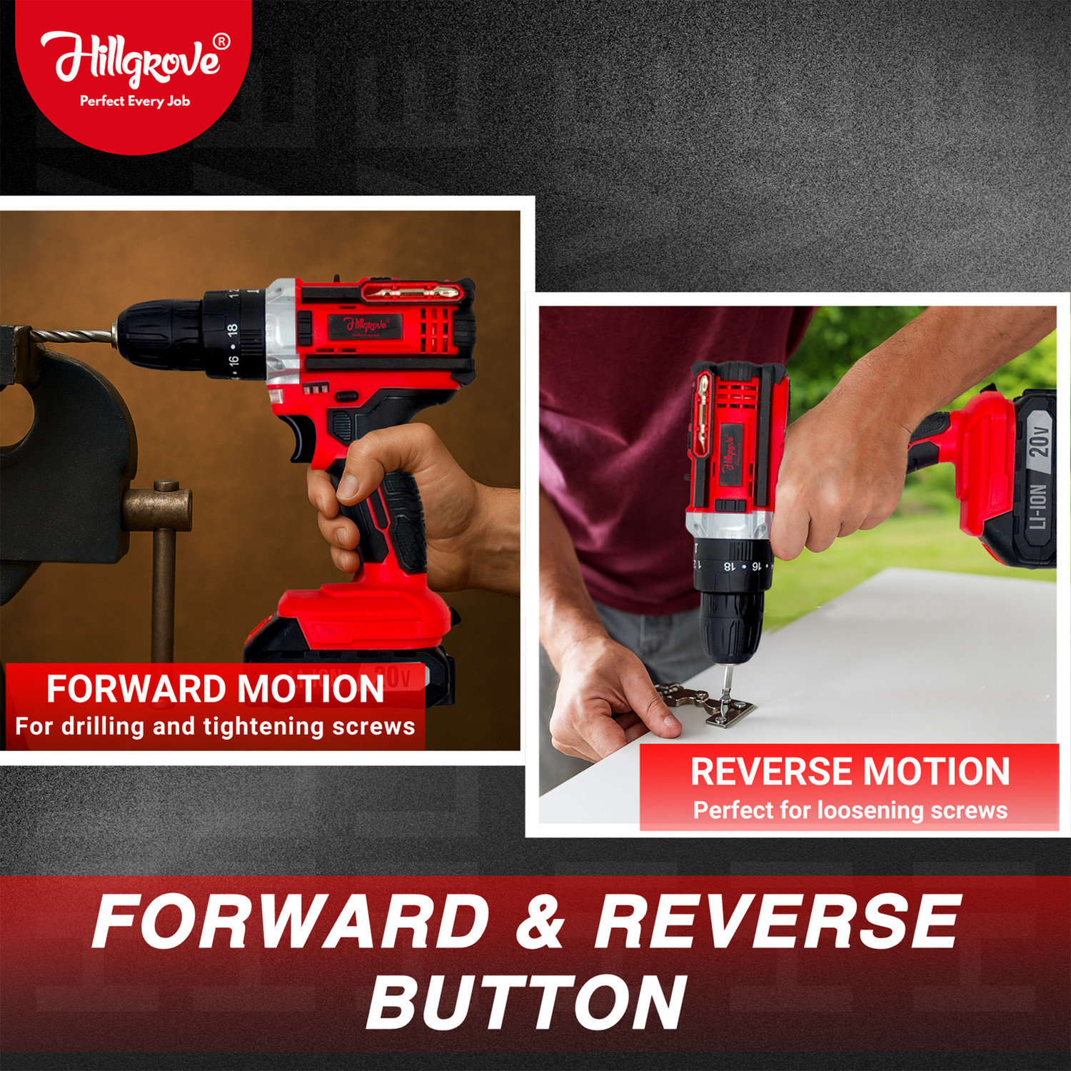 Image of Hillgrove HGCM1381M1 20V 10mm Electric Wireless Mini Cordless Charging Screw Drilling HGCM1381M1 Wall Hole Battery & Charger Power Drill Machine Kit Set for Home Use Cordless Drill