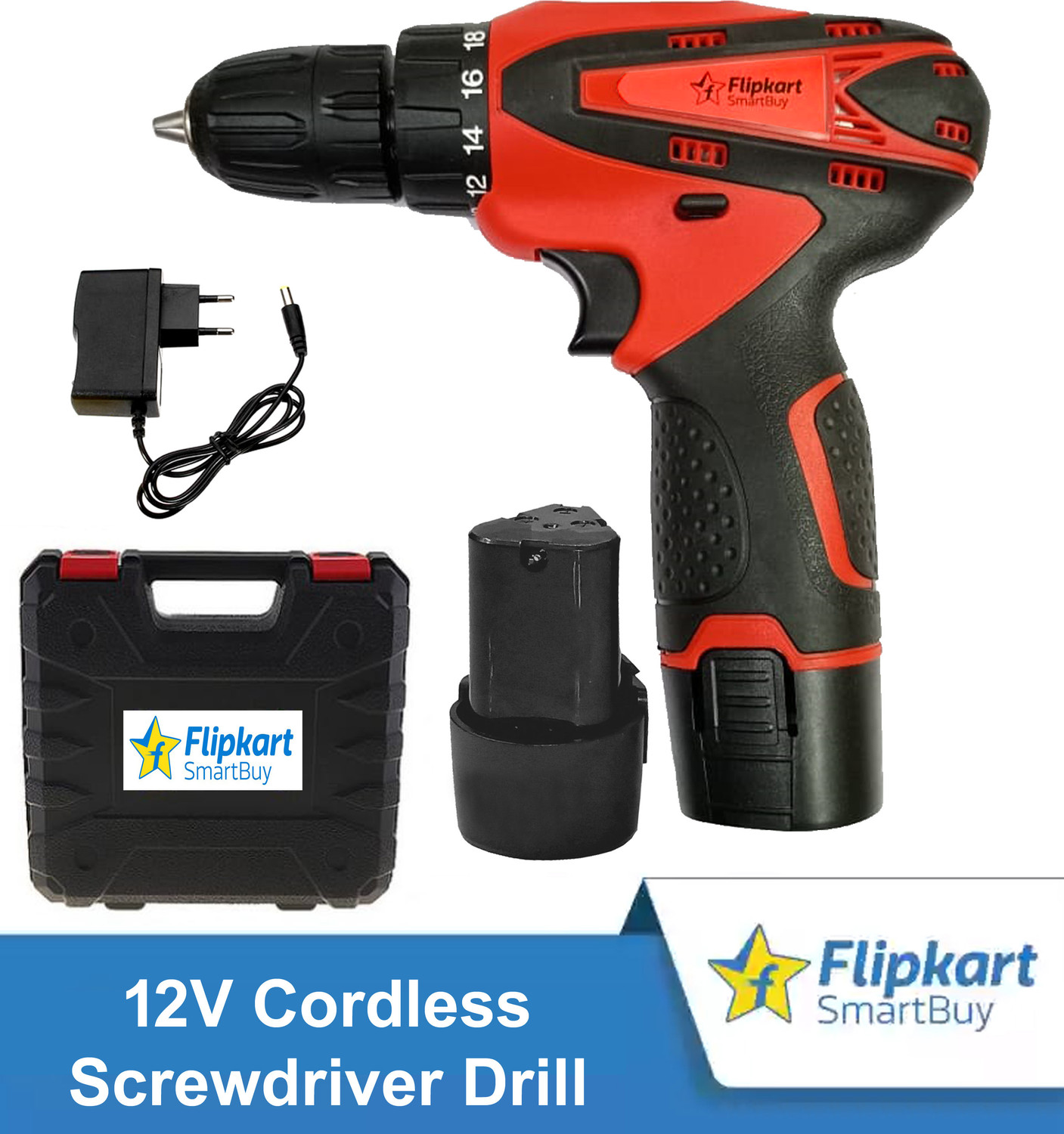 Image of Flipkart SmartBuy 10mm Cordless Drill Driver With 2Pcs Batteries 1x Charger FSB CSD10 Cordless Drill