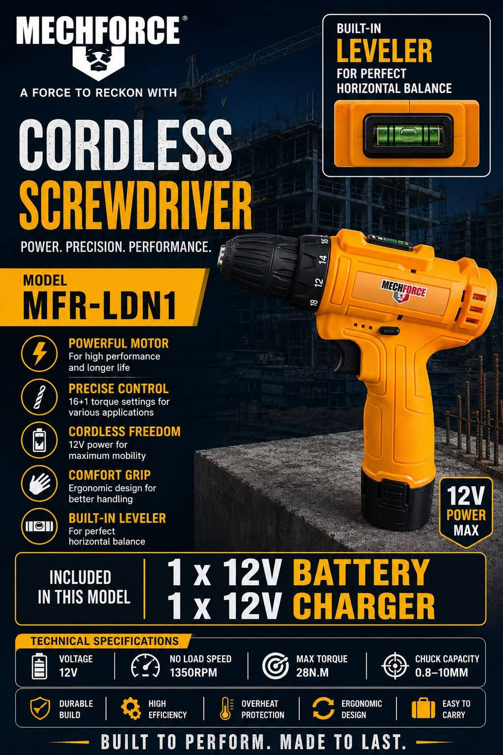 Image of Mechforce MFR-LDN1 MFR-LDN1 Cordless Drill