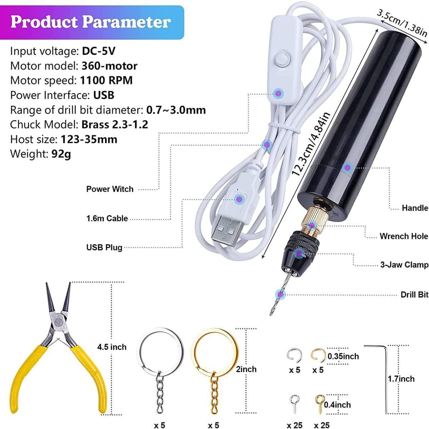 Image of SERPLEX Mini Electric Drill Machine Kit for Resin Craft and Jewelry Making Tools Mini Electric Drill For DIY Craft Cordless Drill