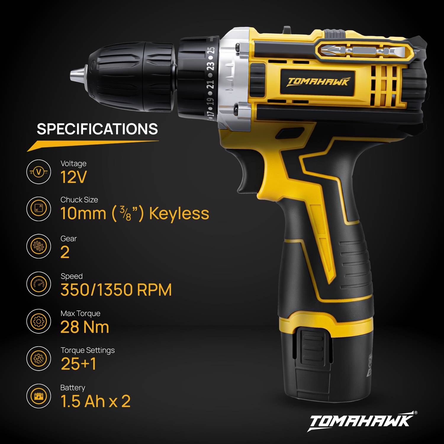 Tomahawk T7400 12V Cordless Drill - Image 4