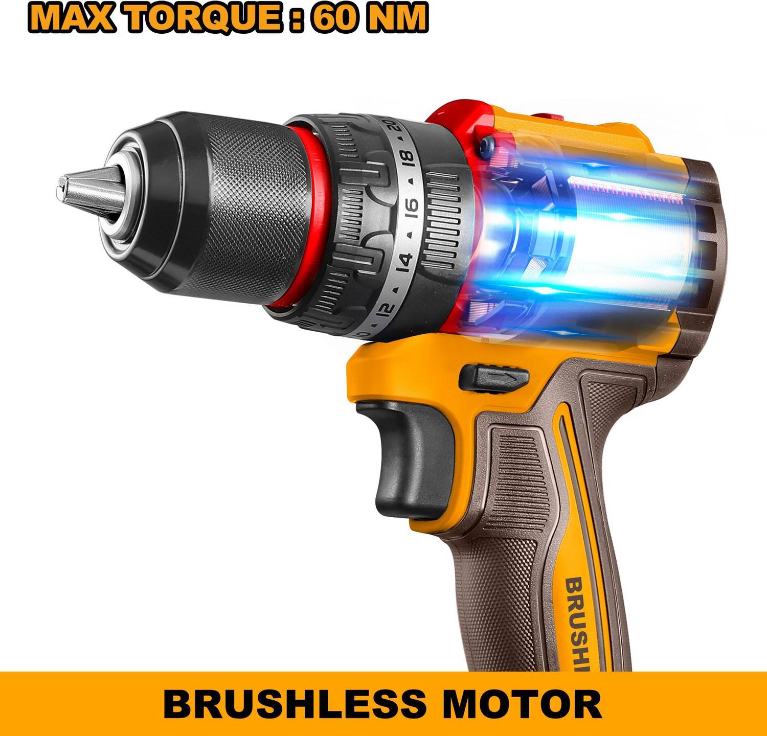 INGCO 20V Compact Brushless Cordless Impact Drill 55Nm, 13mm Chuck, - Image 4